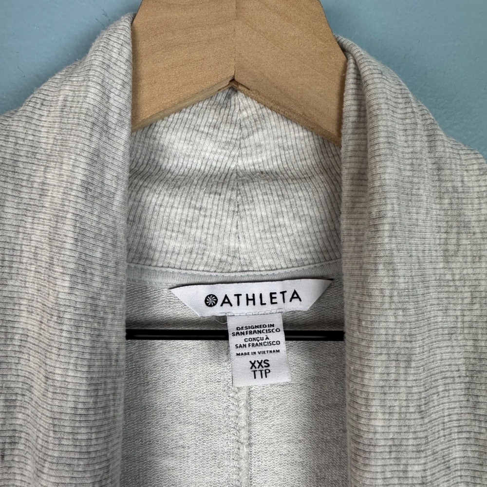 Athleta Pranayama Restored Wrap Cardigan Sweater Women's XXS Gray Modal Blend - Picture 4 of 5